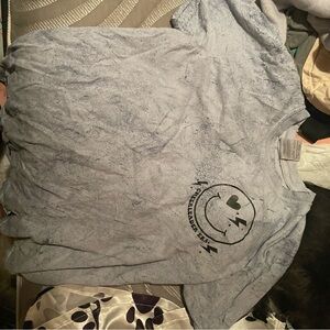 Gray Graphic T-Shirt with Smiley Face